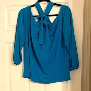 Michael Kors Teal Blouse with tie size XL
